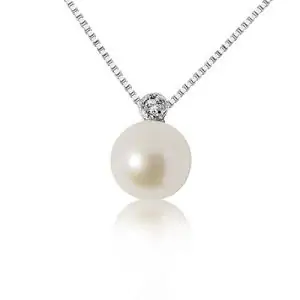 MILLE AMORI ∞ Collier Femme Pendentif Or et Diamants ∞ Or Blanc 9 carats 375 Diamants 0.06 carats